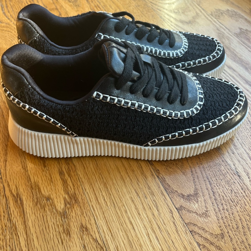 Call It Spring Black and White Woven Sneakers